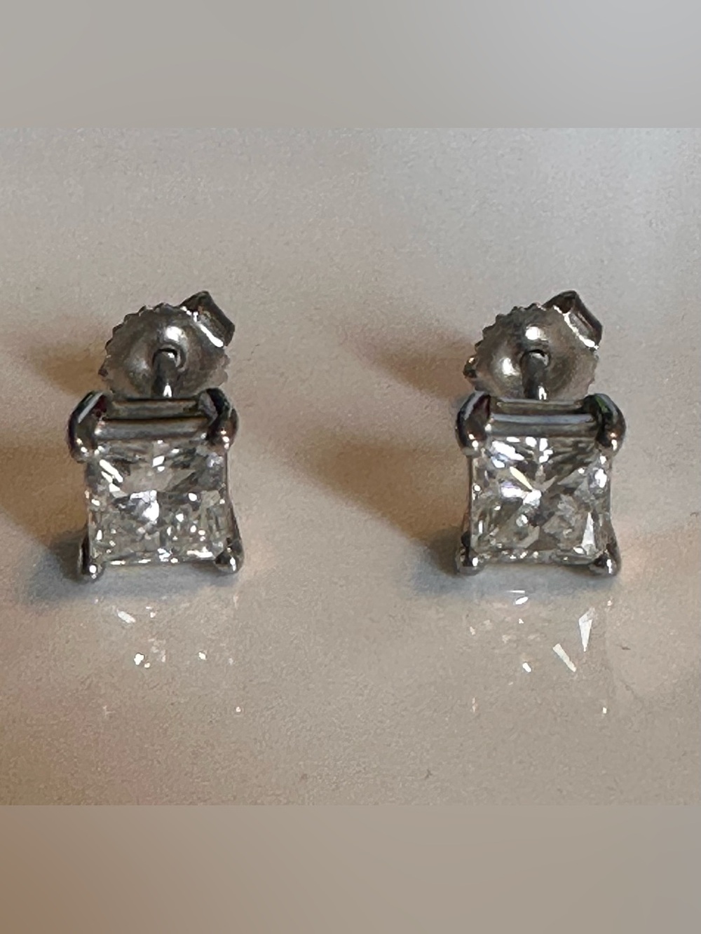 Platinum and real diamond earrings
